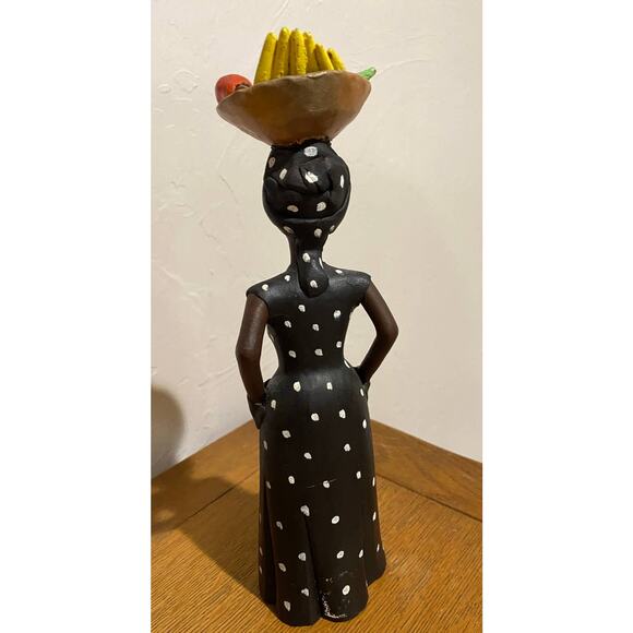 Jamaican Creole Woman, Folk Art Pottery Red Clay matte Sculpture - Picture 5 of 8